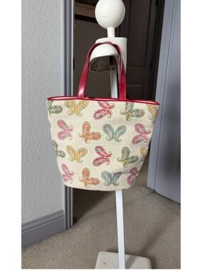 Women's Bath & Body Works Butterfly Tote Bag One Size Beige Red